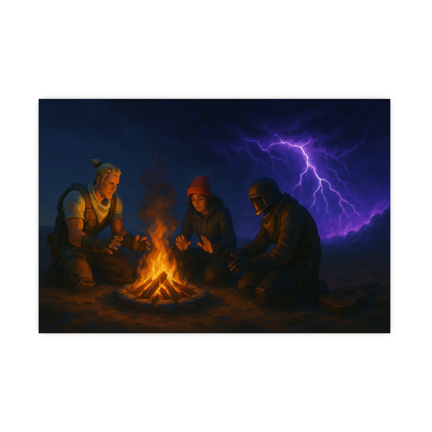 Campfire in the Storm Matte Poster