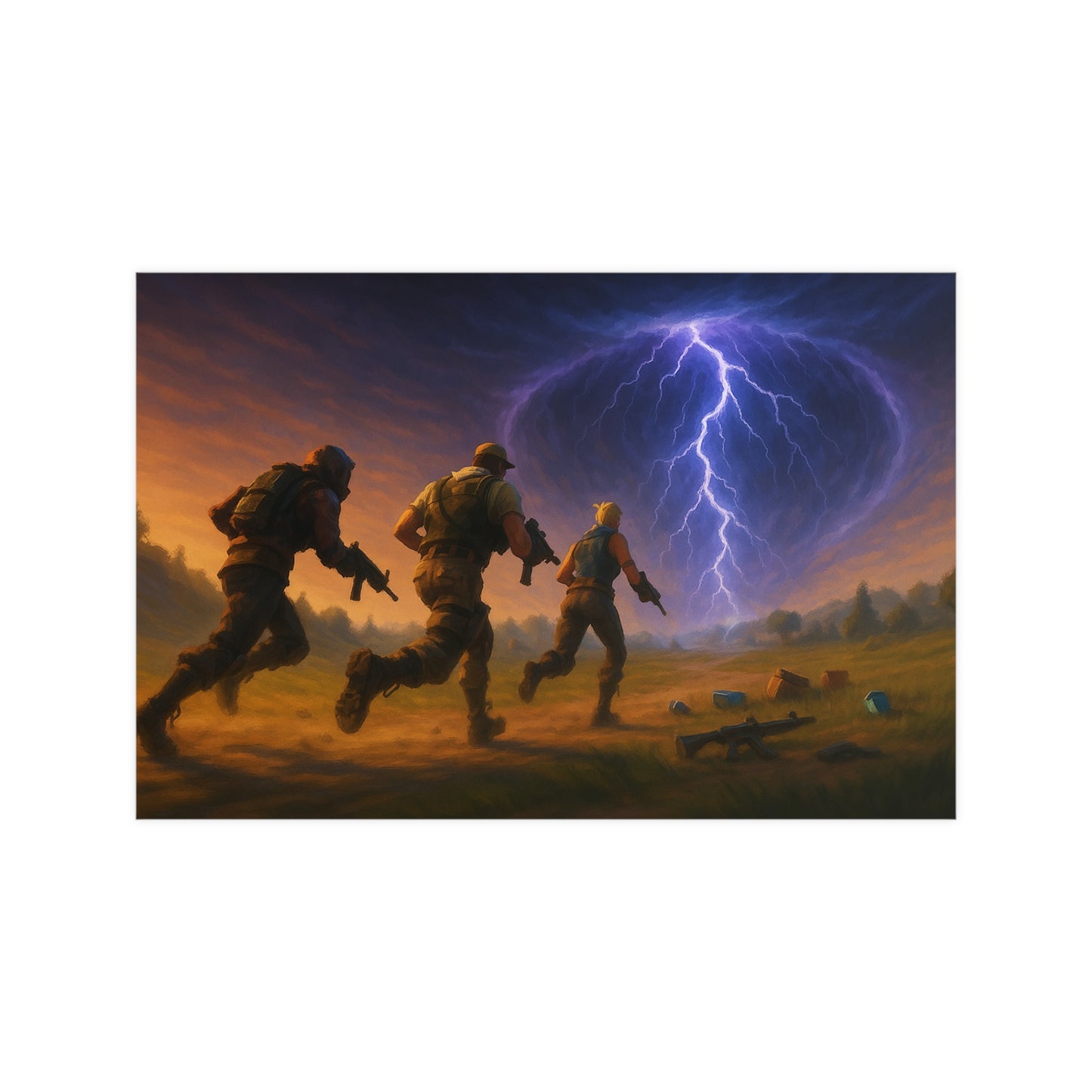 3 Men vs Storm Matte Poster