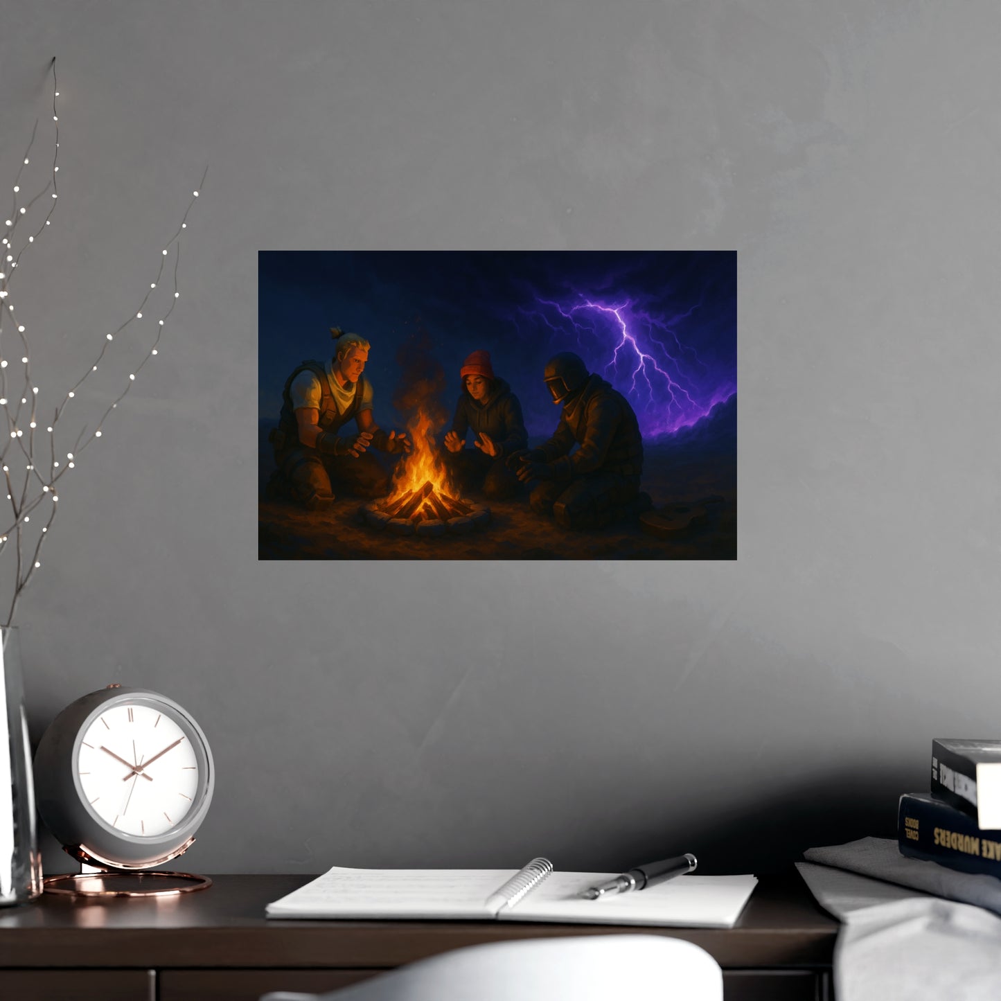 Campfire in the Storm Matte Poster