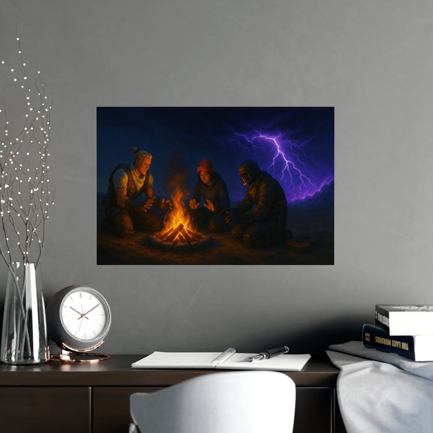 Campfire in the Storm Matte Poster