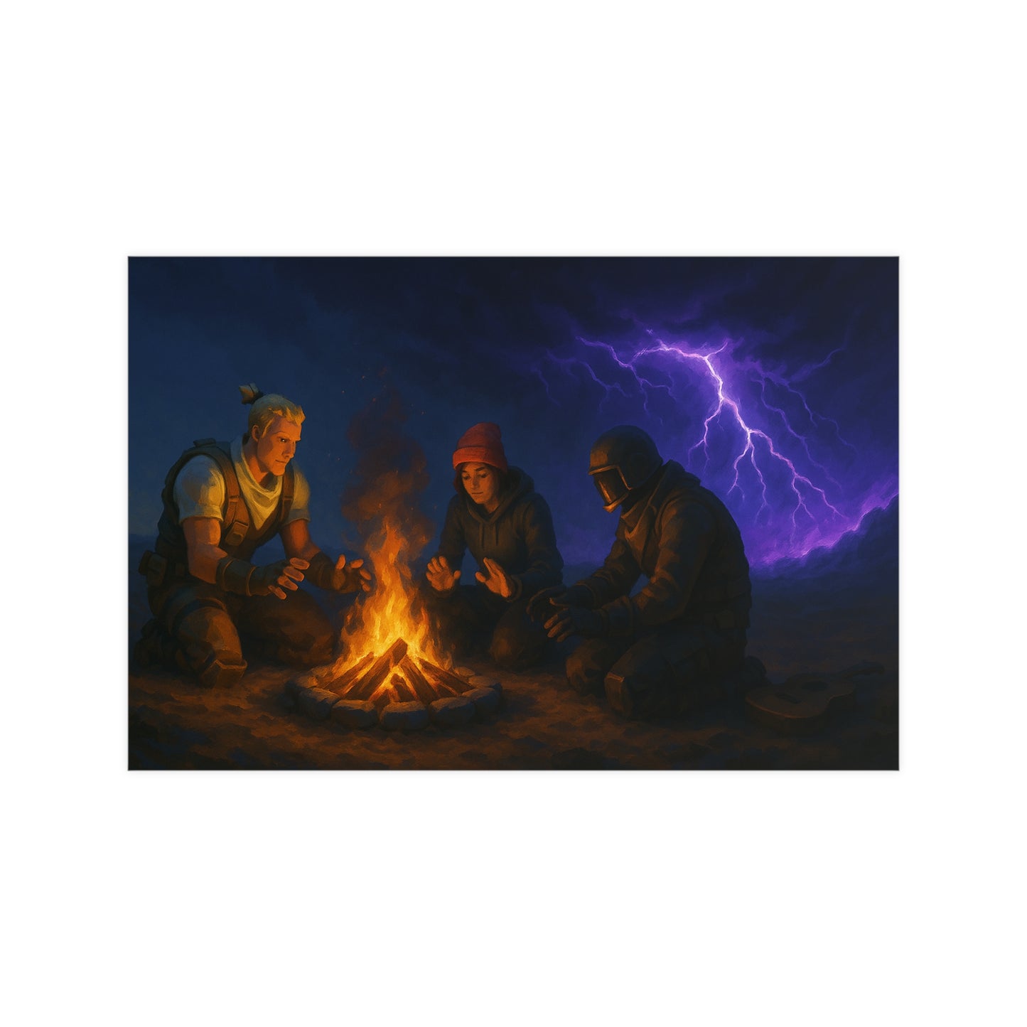 Campfire in the Storm Matte Poster