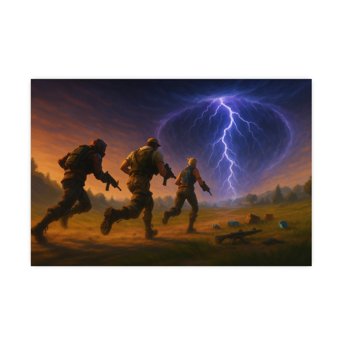 3 Men vs Storm Matte Poster