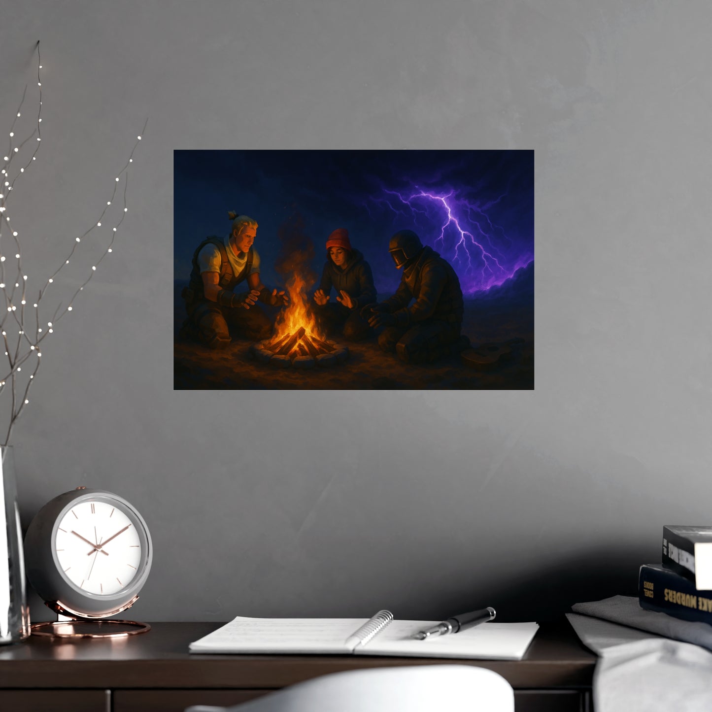 Campfire in the Storm Matte Poster