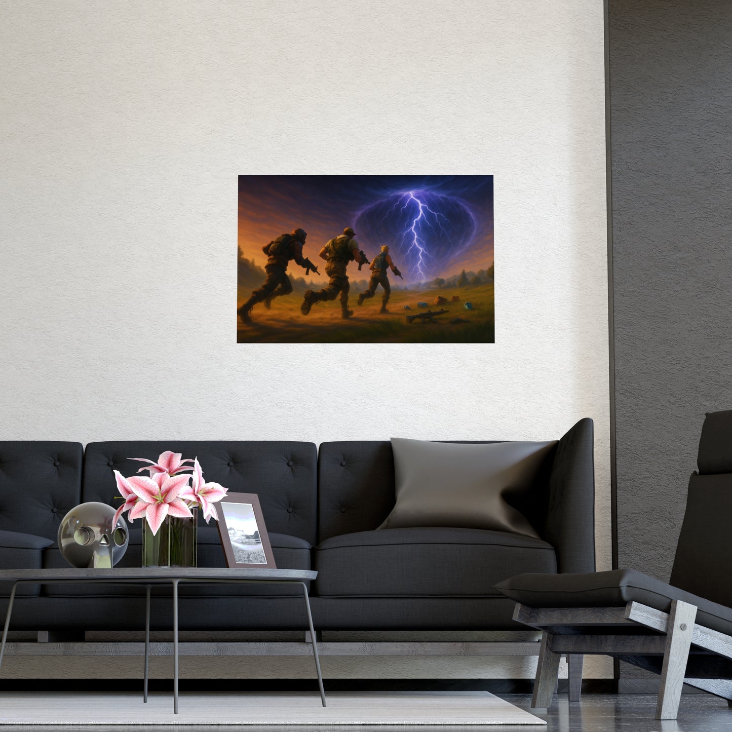 3 Men vs Storm Matte Poster