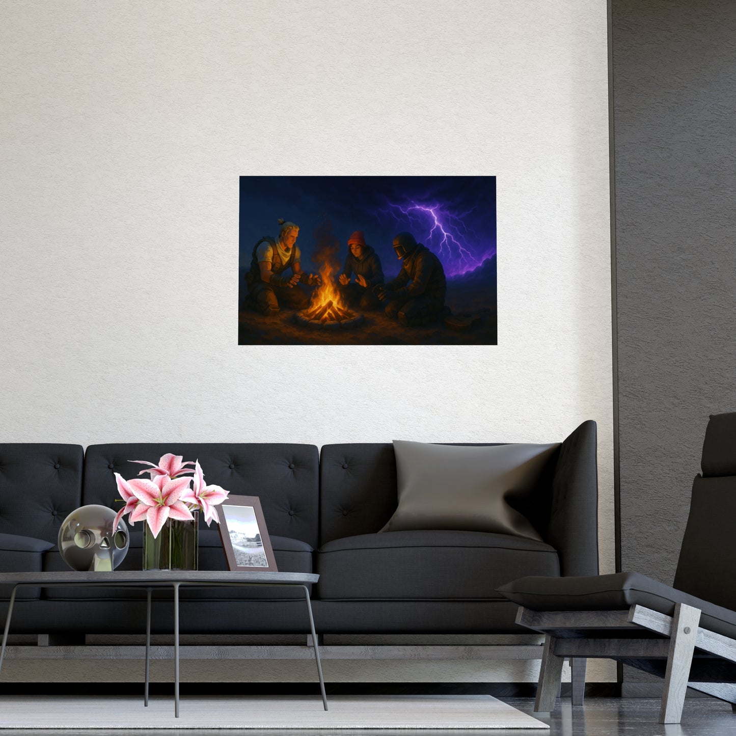 Campfire in the Storm Matte Poster